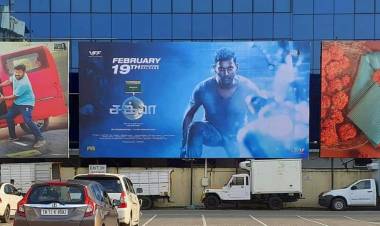 #Chakra in theatres from Feb19 in all 4 South Indian Languages  Promotions on full swing banners were placed in sathyam theatre 
