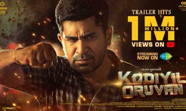 .@vijayantony 's hard-hitting #KodiyilOruvan trailer crosses over 1 Million views & trending in youtube charts. Releasing soon in Theaters. 