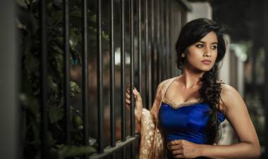 Upcoming Actress #AadhiraiSoundararajan's Spectacular Blue Lehenga Look Steals All Attention.