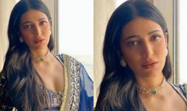 Shruti Haasan looks festive ready as she steps out of comfort zone & dons an elegant Manish Malhotra outfit