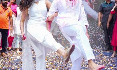 Family Star Team launches third single "Madhuramu Kadha" in Holi Celebrations along with families