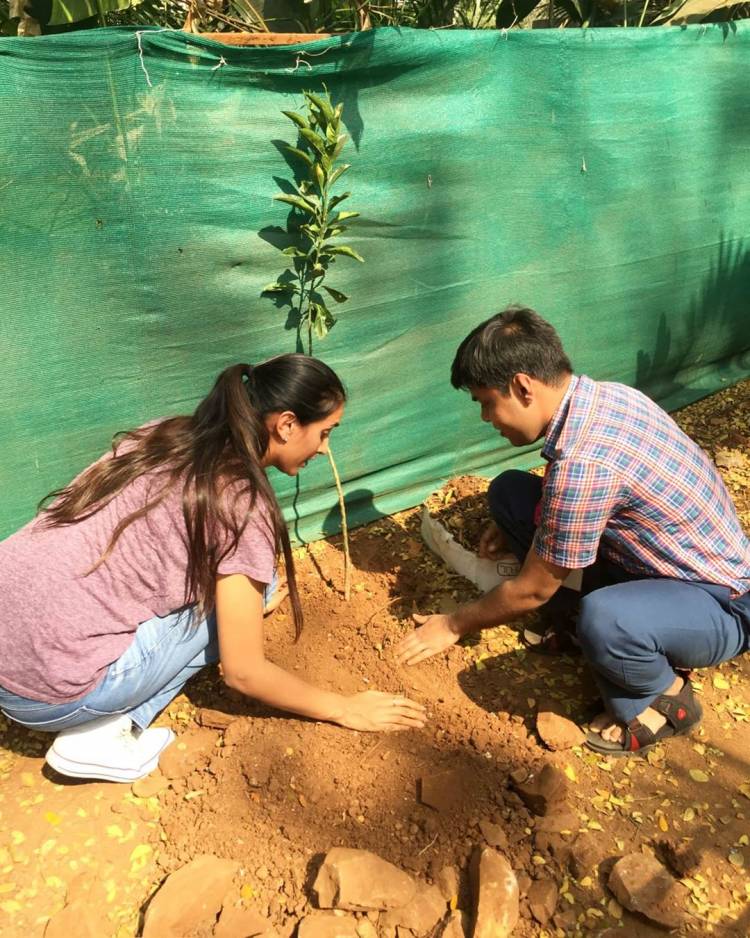 Pragya Kapoor clicked at a plantation drive with specially-abled people