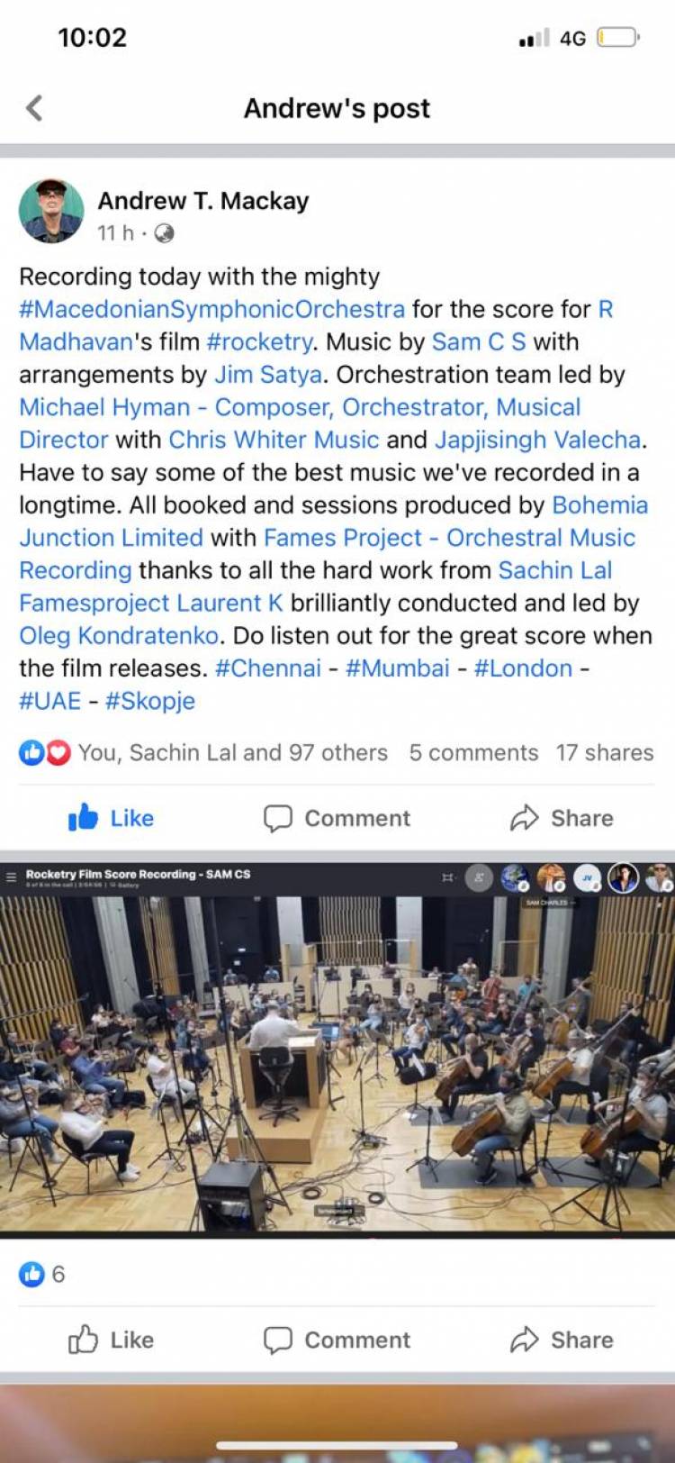 SamCSmusic has done a 100-piece MacedonianSymphonicOrchestra score for Rocketrythefilm BGM