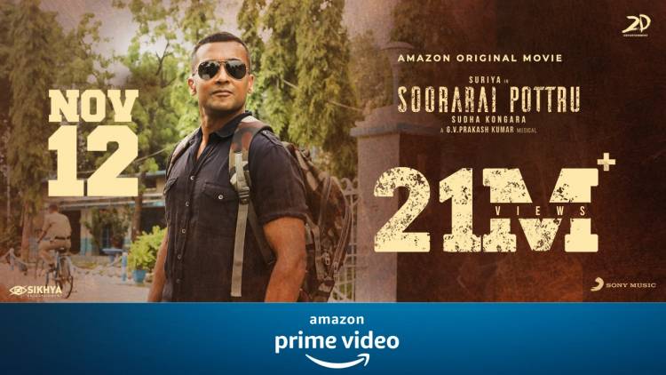 We are 21 million strong now!!! #SooraraiPottruOnPrime premieres Nov 12, @PrimeVideoIN
