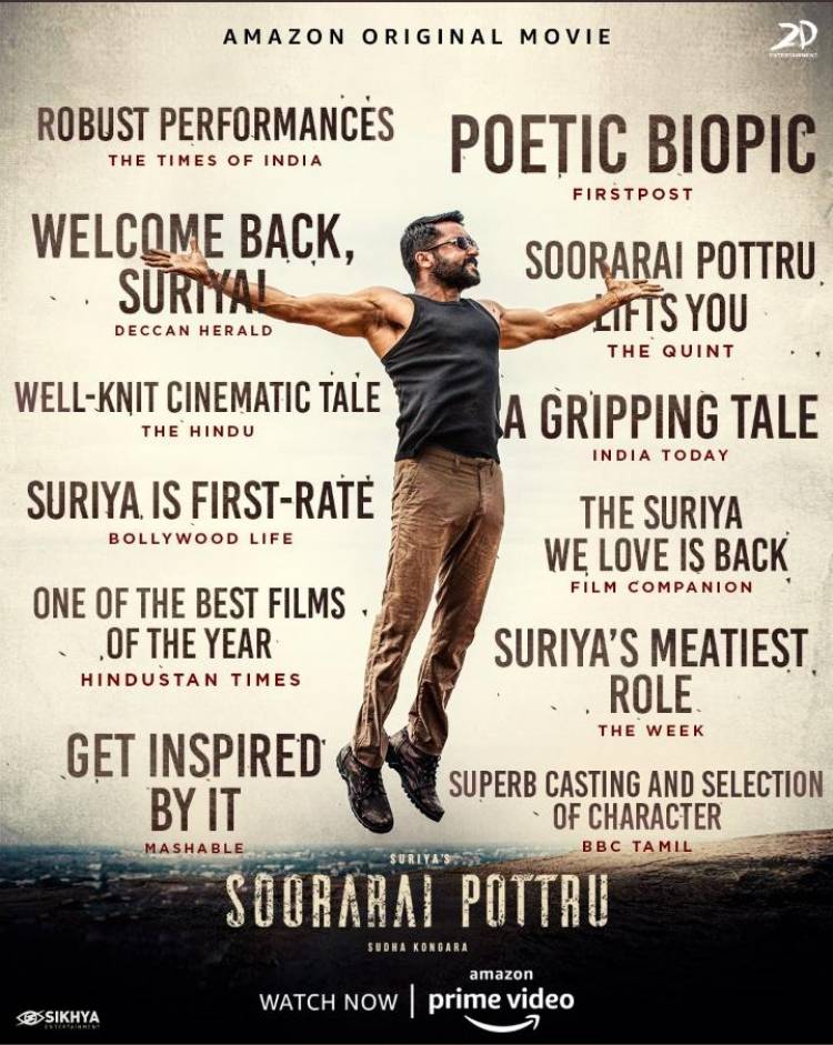 Thank you for all the love!  #SooraraiPottruOnPrime watch now, @PrimeVideoIN