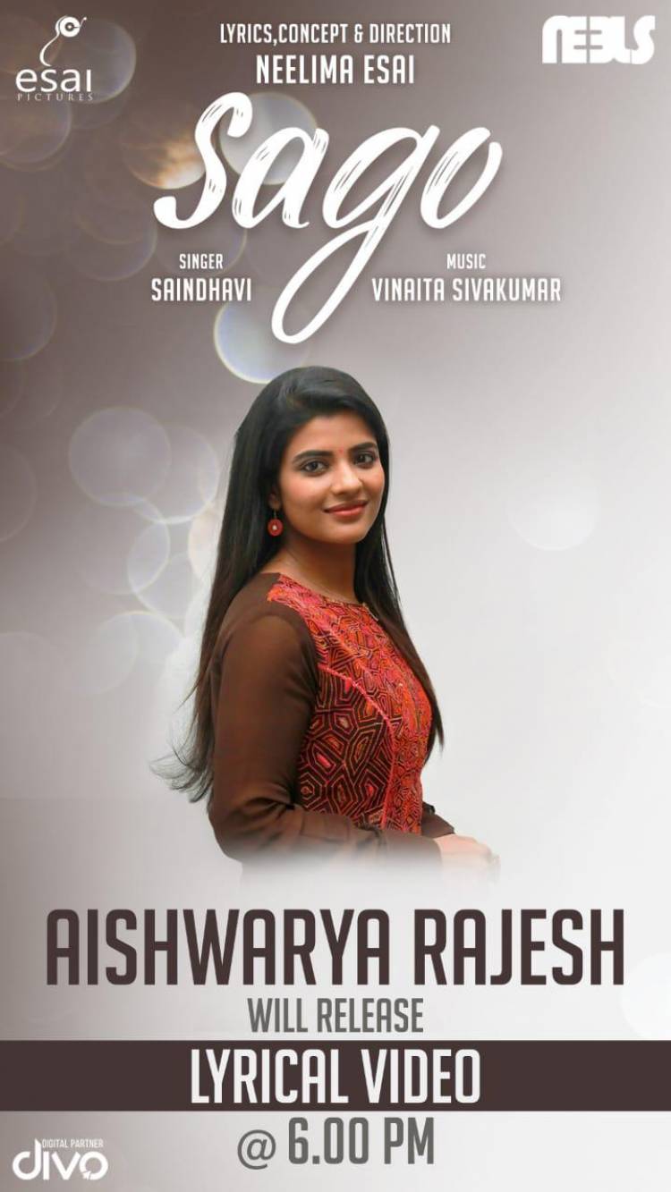 .@rparthiepan, @aishu_dil & @Premgiamaren will release the lyrical video of the soul-stirring  song #Sago today at 6.00 PM !