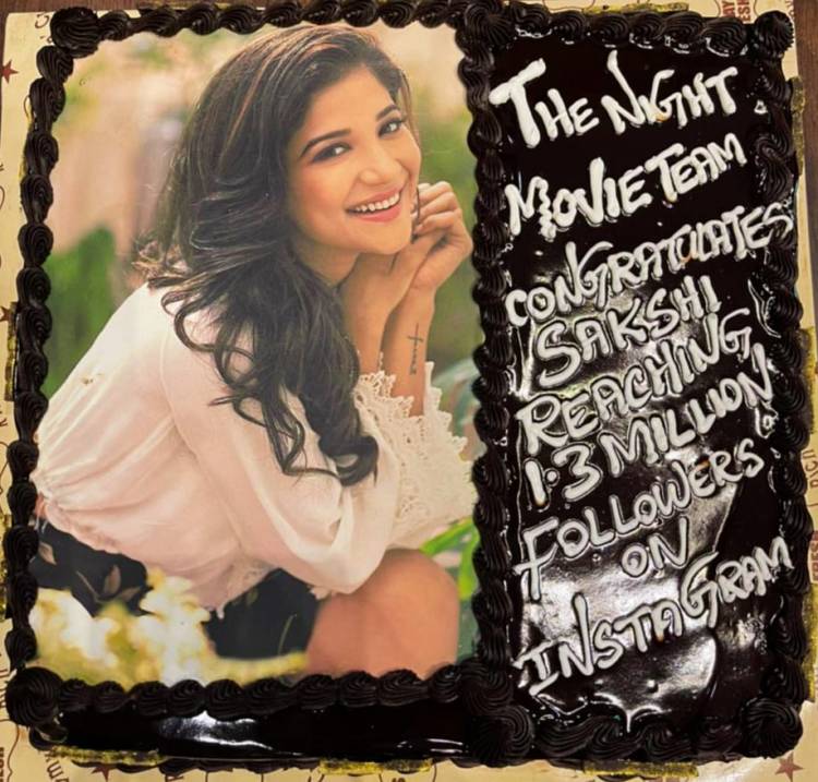 #TheNight movie team celebrates their heroine @ssakshiagarwal for reaching 1.3 Million Instagram Followers #SakshiAgarwal
