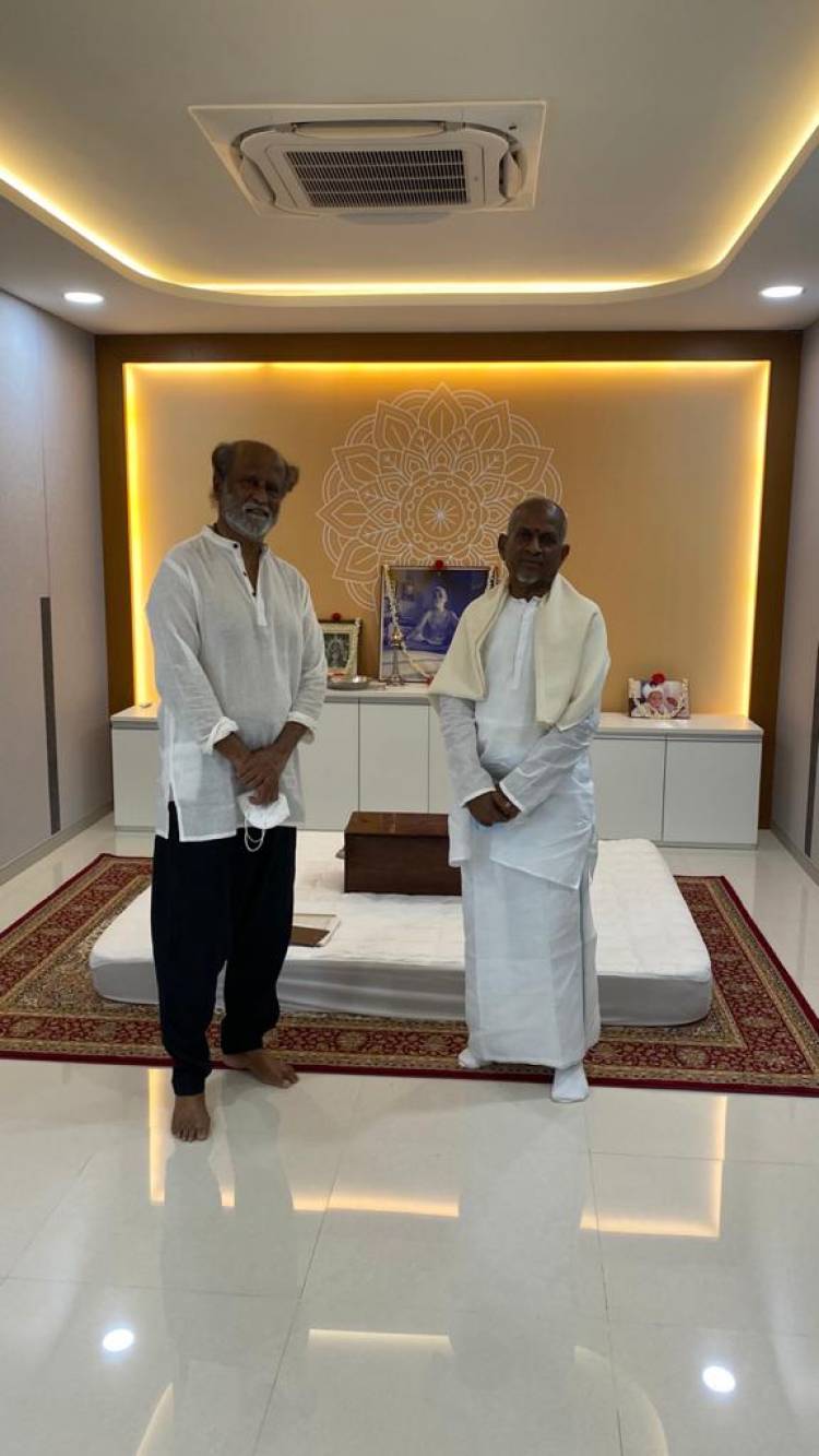 இசைஞானி   இளையராஜா ஸ்டூடியோவை பார்த்து ரசித்து பாராட்டிய   சூப்பர் ஸ்டார் ரஜினிகாந்த்