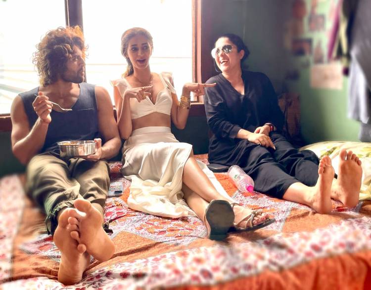 From the sets of LIGER...Chilling in between the shoot Devarakonda  Ananya Pandya | Charmme Mumbai | SaalaCrossbreed  