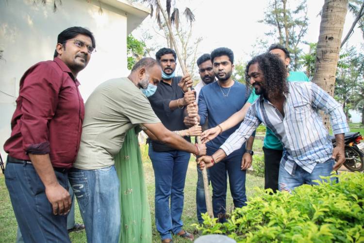 #STR Planted trees in #Maanaadu shooting spot in memory of Legend  @Actor_Vivek sir!