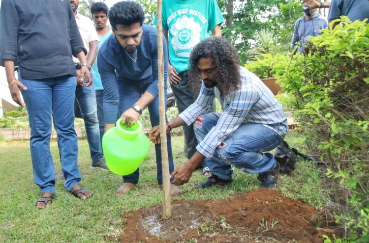 #STR Planted trees in #Maanaadu shooting spot in memory of Legend  @Actor_Vivek sir!