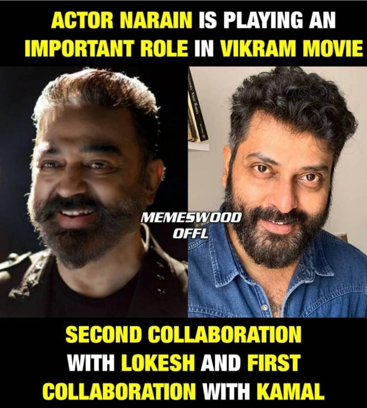 Actor #Narain will be playing an important role in Ulaganayagan #KamalHassan ’s much anticipated Vikram.