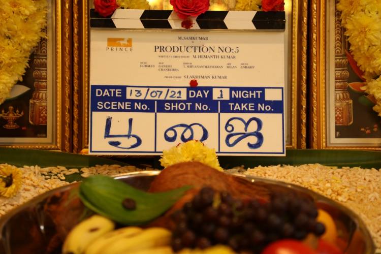 Director-actor Sasikumar's next heroic venture begins today with auspicious  pooja and song recording.