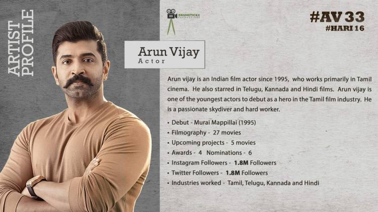 நடிகர் அருண் விஜய் - இயக்குநர் ஹரி கூட்டணியில்  “AV33” படத்தின் படப்பிடிப்பு ஆரம்பமானது.