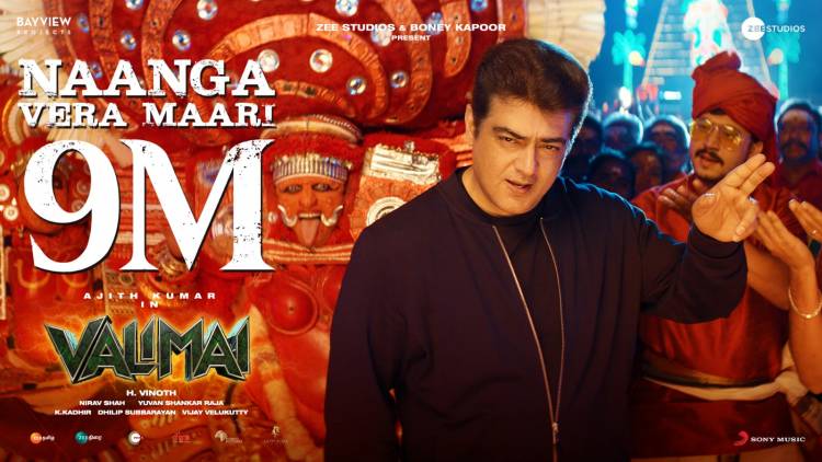 1 TRENDING 1 MILLION LIKES 9 MILLION REAL-TIME VIEWS  #NaangaVeraMaari from #Valimai 
