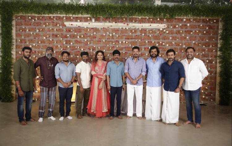 Pooja of Suriya-Jyotika's 2D Entertainment to producer Karthi-Muthaiah project titled VIRUMAN held.