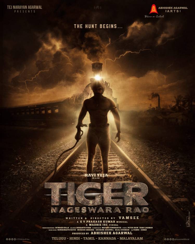 Ravi Teja, Vamsee, Abhishek Agarwal Arts’ Pan Indian Film Tiger Nageswara Rao Pre-Look Dropped
