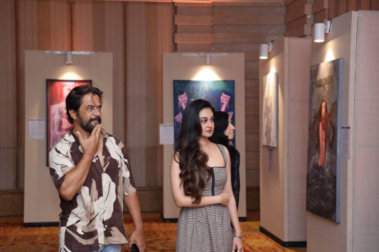 Filmmaker Mani Ratnam and Music Director A.R. Rahman visit Actress Shamlee’s solo art show “SHE” 