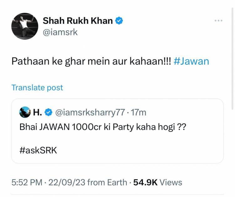 ஜவான் இந்திய வசூல் “கதர்”  வாழ்நாள் வசூலை மிஞ்சியது, வெளியான 3வது வாரத்தில் பதானின் வசூலை கடக்க உள்ளது! இந்தியில் இப்படம் இந்த வார இறுதிக்குள் அதிவேக  500 கோடி வசூலை நெருங்கவுள்ளது!