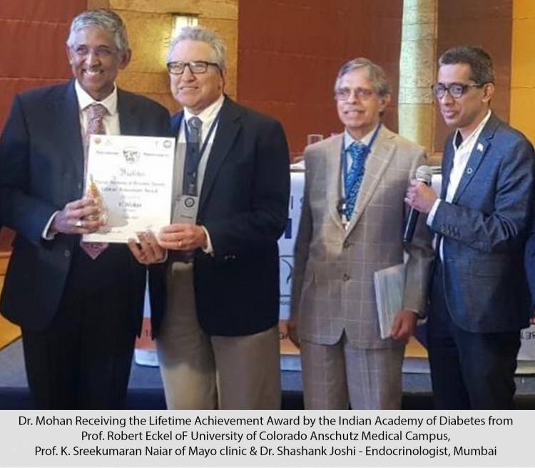  Indian Academy of Diabetes honours Dr. V Mohan and Dr. R.M. Anjana  for their significant contribution to the field of Diabetology