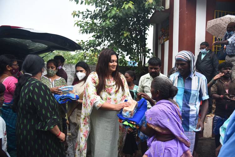  Social Activist Apsara Reddy distributes relief materials for the Tribal Resettlement Colony at Tambaram, Chennai