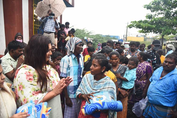  Social Activist Apsara Reddy distributes relief materials for the Tribal Resettlement Colony at Tambaram, Chennai