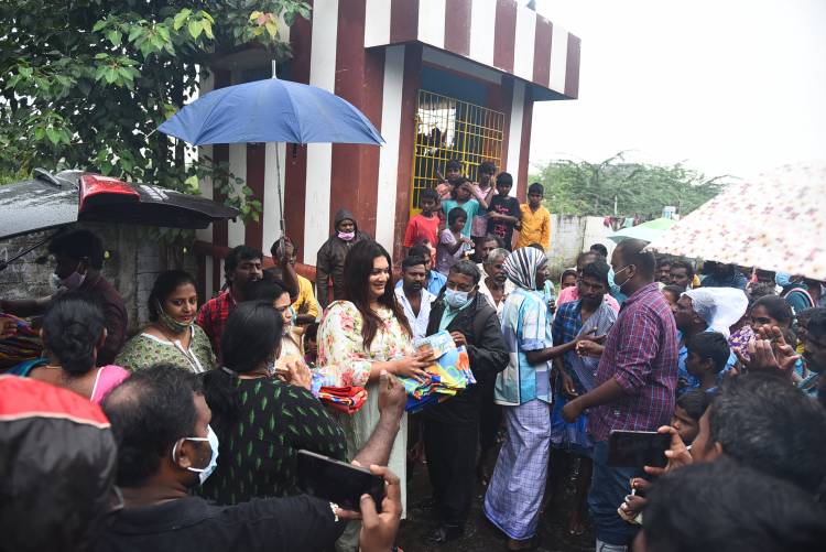  Social Activist Apsara Reddy distributes relief materials for the Tribal Resettlement Colony at Tambaram, Chennai