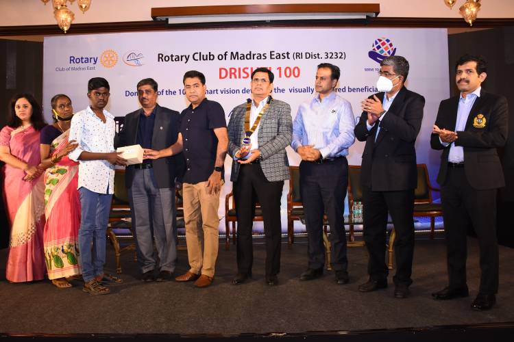 Rotary Club of Madras East presents Drishti 100 to mark the distribution of smart vision devices to 100 Visually Impaired Beneficiaries on Feb 25th 2022