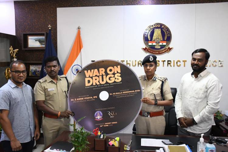 An awareness short film against narcotic drugs titled ‘War on Drugs’ released by Vellore DIG of police Dr. Z Anne Vijaya. IPS & Dr. KS. Balakrishnan, BVSc