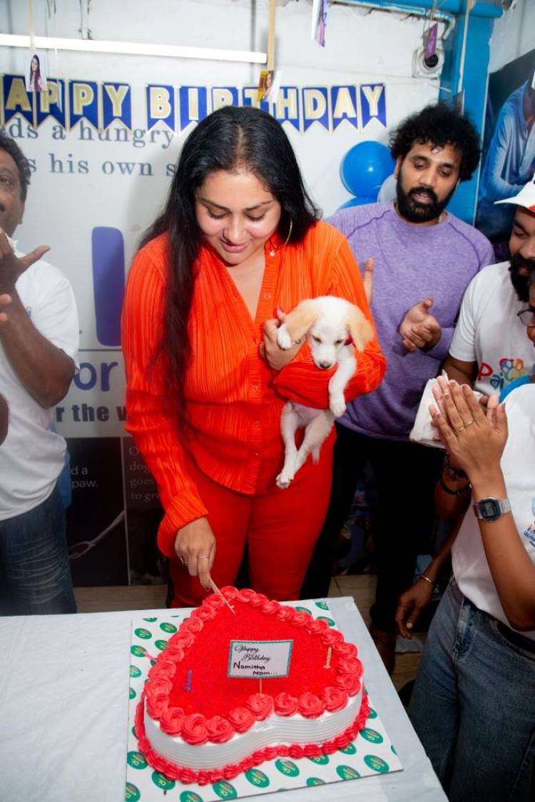 Actress Namitha celebrates her birthday with furry friends at HEAVEN FOR ANIMALS (HFA), Anna Nagar
