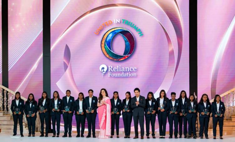  Iconic images of the victorious Indian Blind Women's Cricket Team with Mrs. Nita Ambani, Mr. Amitabh Bachchan, Mr. Sachin Tendulkar and Mr. Jay Shah