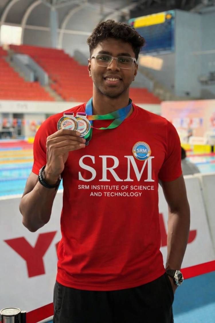 SRMIST Swimmer A. Benedicton Rohit Wins Two Silver Medals at 56th Singapore National Age Group Swimming Championships 2026