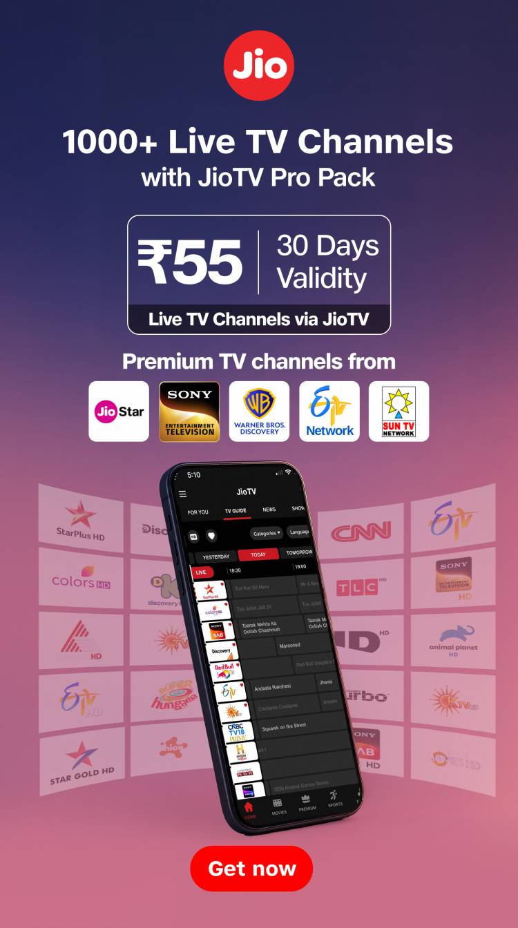 Jio Brings 1000+ Live TV Channels to your Phone