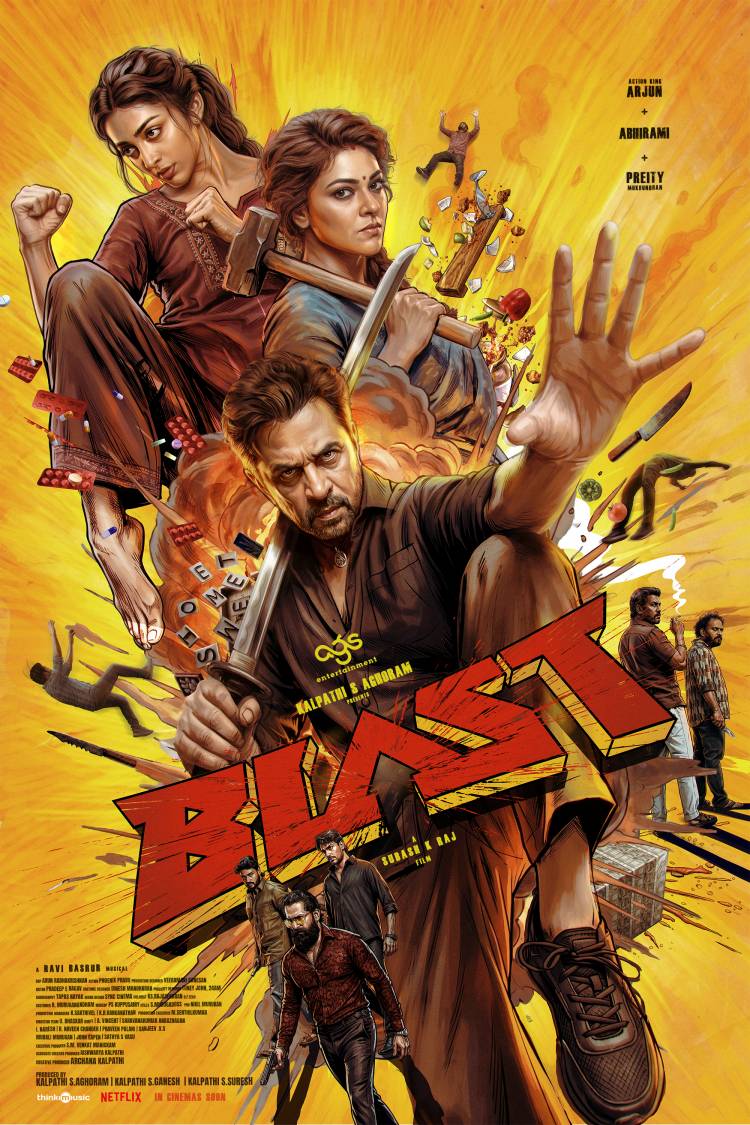 AGS Entertainment's Kalpathi S. Aghoram, Kalpathi S. Ganesh and Kalpathi S. Suresh produce 'Blast', a family action thriller directed by Subash K Raj with Arjun, Abhirami and Preithy Mukundhan in lead roles