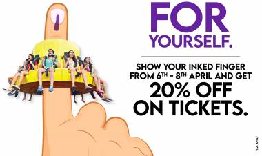 Show your inked finger and get 20% off on Wonderla Kochi tickets  from 6th to 8th April
