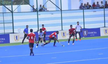 IAF trounces Telangana XI by 8-1 in the first match at the '57th Gooncha Nehru Senior Hockey Tournament!