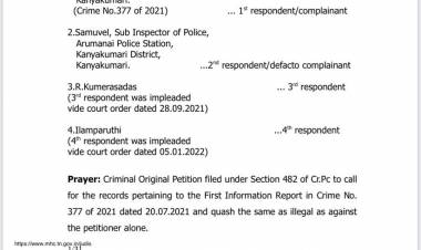 ருத்ரதாண்டவம்  படத்தில் வரும் கிறிப்ட்டோகிறிஸ்டியன் வசனத்தை சுட்டிக்காட்டி தீர்ப்பு கொடுத்துள்ளார்.
