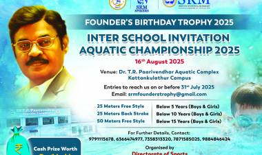 SRM IST Announces Founder’s Birthday Trophy 2025 Inter School Invitation Aquatic Championship