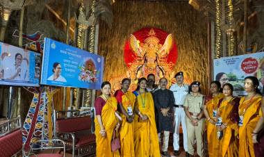 the inauguration ceremony of Baguiati Rail Pukur United Club Durga Puja celebrating it's 72nd Year of Durga Puja with its Theme as ‘Shabdo’.