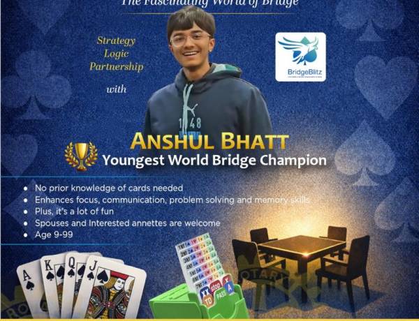 World Youth Champion Anshul Bhatt Introduces Bridge to Chennai Audience at Rotary Club Event Chennai 