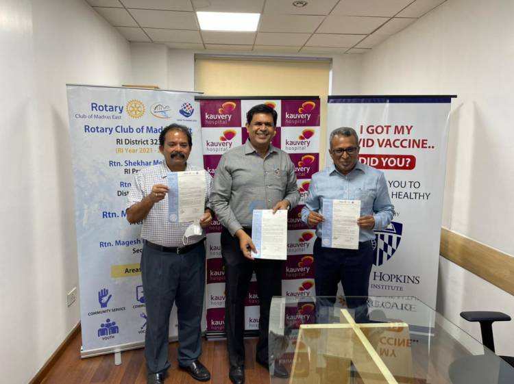 Kauvery Hospital partnerswith YRGCARE, Rotary Club of Madras East and CURI hospital to reach out to underprivileged communities in Chennai through free COVID vaccination camp