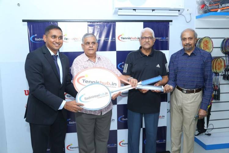 GRAND OPENING OF TENNISHUB AND BADMINTONHUB  ONE STOP SOLUTION FOR ALL TENNIS BATMINTON GOODS  BY PADMA SHRI. RAMESH KRISHNAN