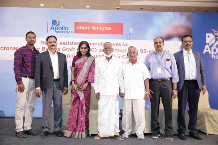 சென்னை அப்போலோ மருத்துவமனை, 93 வயதான நோயாளிக்கு  , ரோபோட்டிக் உதவியுடன் இதய அறுவை மேற்கொண்டுள்ளது!!