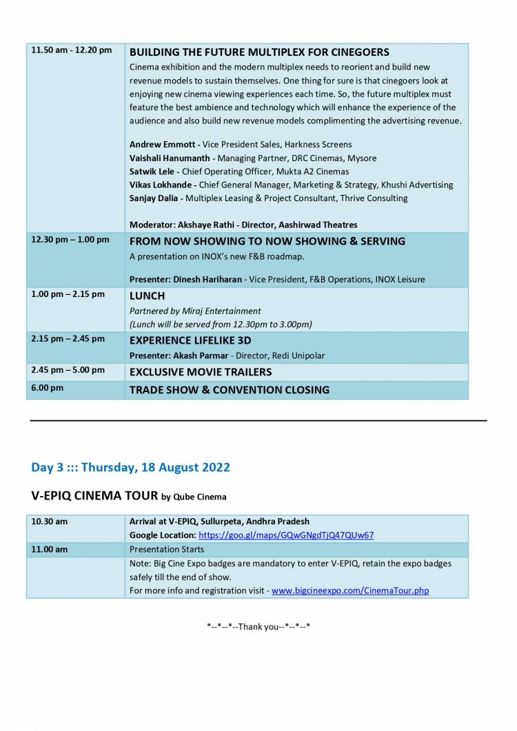 THE FIFTH BIG CINE EXPO IS BEING HELD ON 16-17 AUGUST 2022 AT CHENNAI TRADE CENTRE, INDIA.