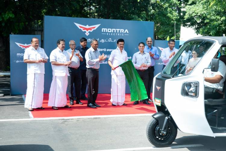 ‘மோன்ட்ரா எலக்ட்ரிக்  மூன்று சக்கர(3W)  ஆட்டோவை’ தமிழக முதல்வர் கொடியசைத்து துவக்கி வைத்தார்.