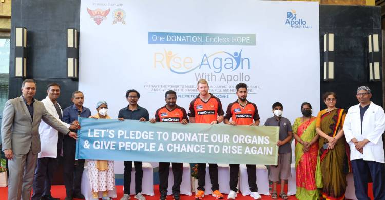 Apollo Hospitals in association with Sunrisers Hyderabad Cricket team and Jeevandan, launch RiseAgain campaign to raise awareness about Organ Donation!