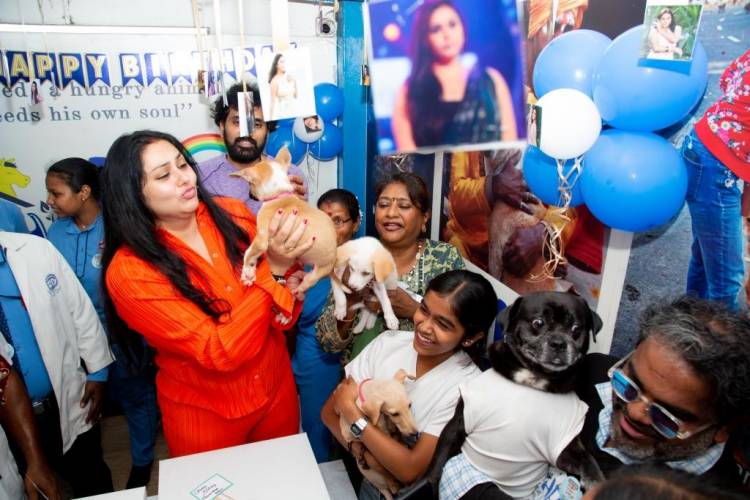 Actress Namitha celebrates her birthday with furry friends at HEAVEN FOR ANIMALS (HFA), Anna Nagar