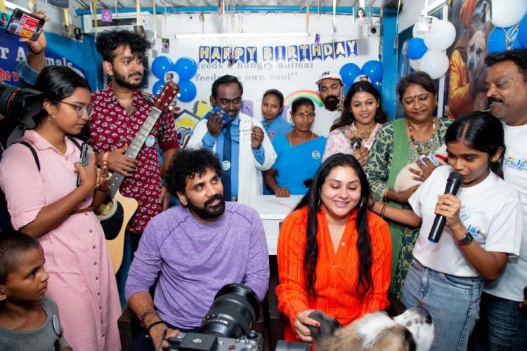 Actress Namitha celebrates her birthday with furry friends at HEAVEN FOR ANIMALS (HFA), Anna Nagar