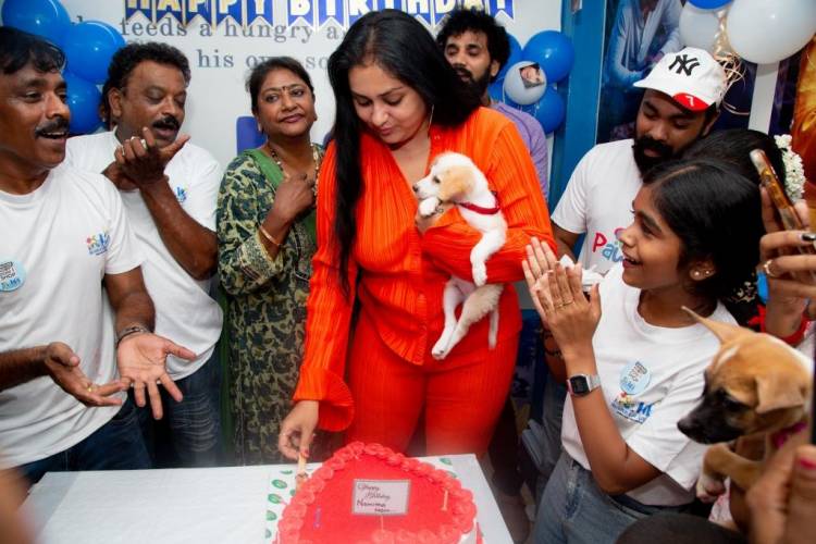 Actress Namitha celebrates her birthday with furry friends at HEAVEN FOR ANIMALS (HFA), Anna Nagar