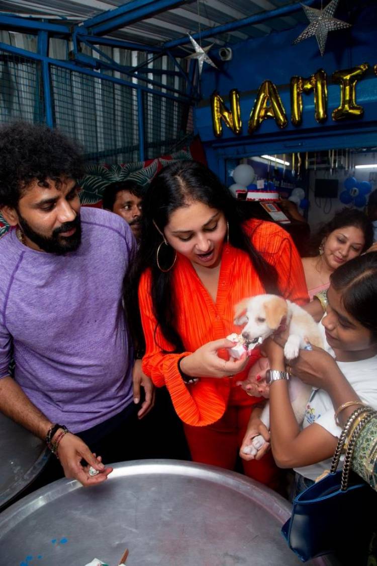 Actress Namitha celebrates her birthday with furry friends at HEAVEN FOR ANIMALS (HFA), Anna Nagar